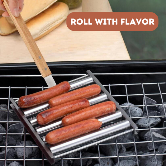 "Roll with Flavor: Stainless Steel Hot Dog Roller - Your Ultimate Grilling Companion!"