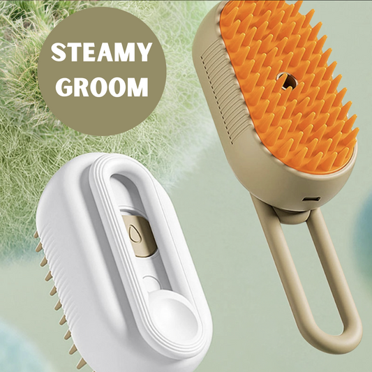"SteamyGroom: 3-in-1 Pet Spa Brush!"