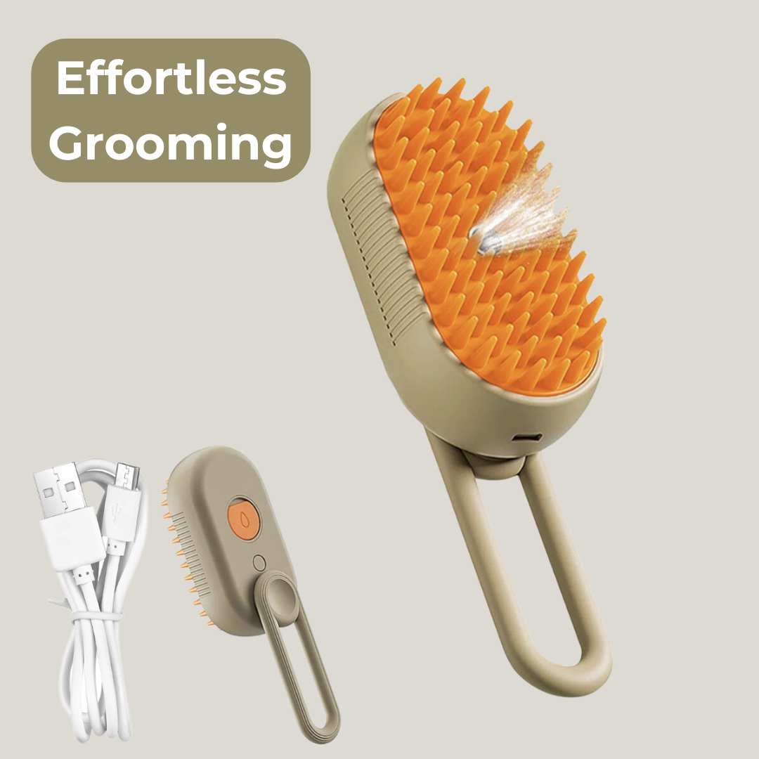 "SteamyGroom: 3-in-1 Pet Spa Brush!"