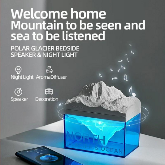 Glacier Glow: Aromatherapy Bluetooth Speaker & Night Light