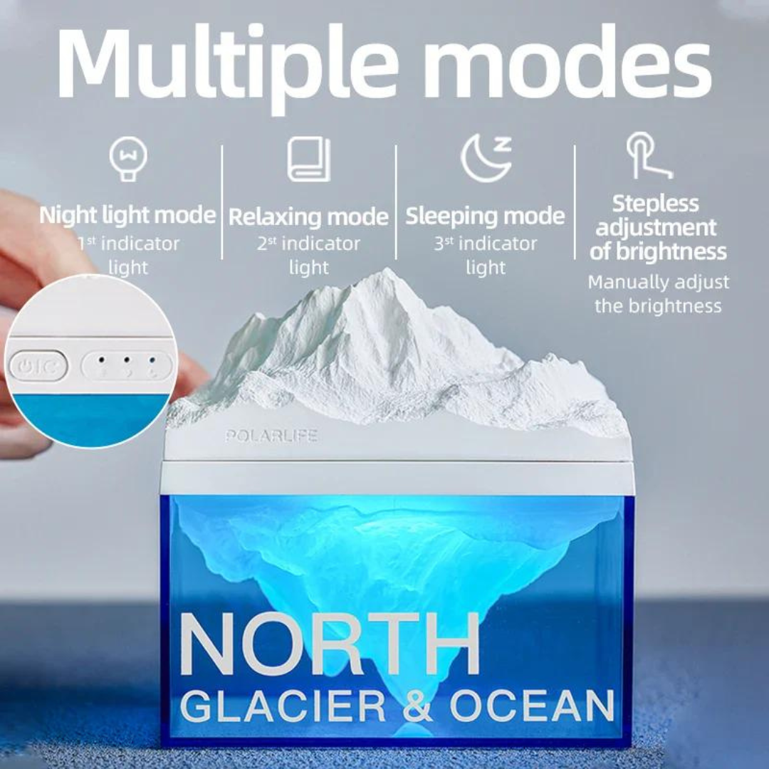 Glacier Glow: Aromatherapy Bluetooth Speaker & Night Light